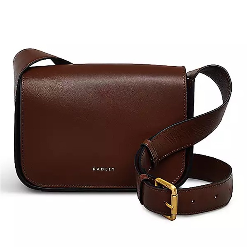 RADLEY LONDON Dark Brown Leather Crossbody with Gold Hardware